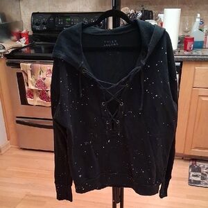 Tyler Jacobs Black Lace-Up Speckled Hoodie